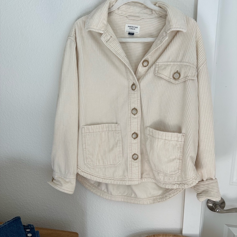 Oversized Cream Corduroy Button-Down shirt